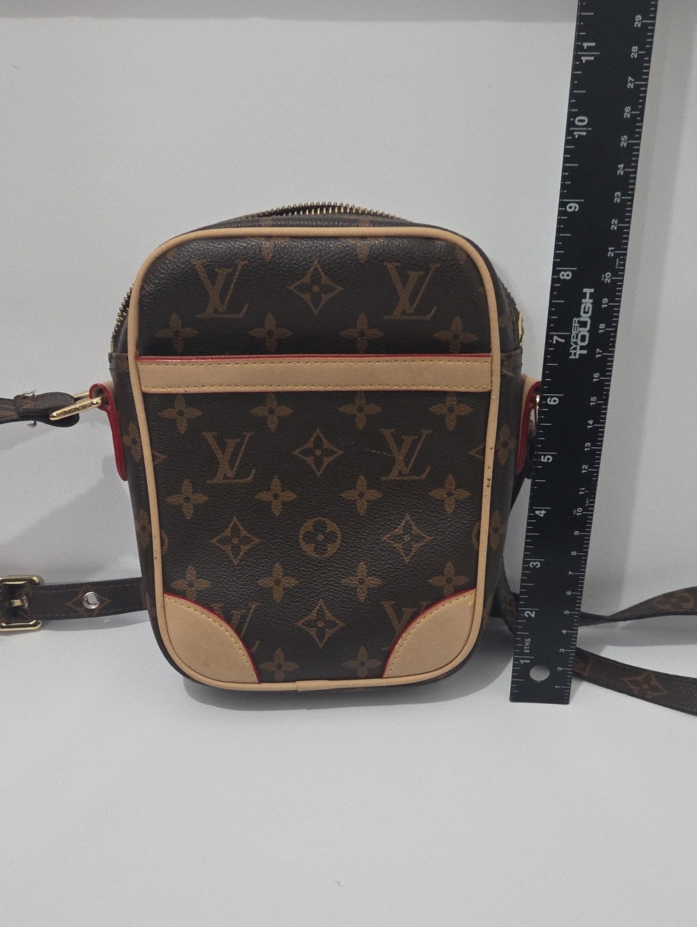 Monogram Canvas Crossbody Pouch with Tan Trim